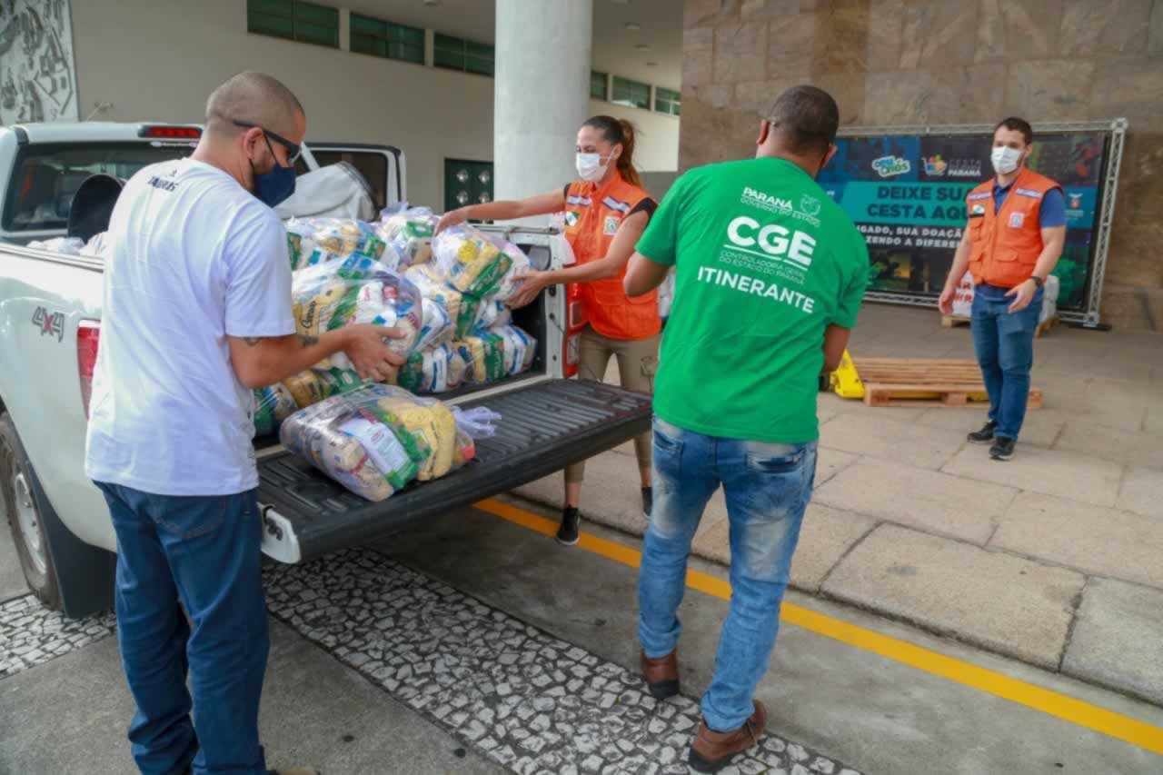 A edição 2021 da campanha Cesta Solidária Paraná, encerrada na terça-feira (06), conseguiu arrecadar mais de 200 toneladas de alimentos. Foto Gilson abreu/AEN