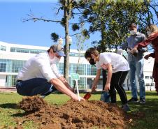 O Governador Carlos Massa Ratinho Junior participa nesta sexta-feira (28), da campanha Floresce Paraná, em comemoração ao Dia Nacional do Voluntariado. A ação é liderada pela primeira-dama do Estado e presidente do Conselho de Ação Solidária, Luciana Saito Massa. Acompanhados do secretário do Desenvolvimento Sustentável e do Turismo, Marcio Nunes. Curitiba, 28/08/2020. Foto: Geraldo Bubniak/AEN