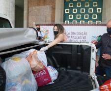 Ponto de arrecadação de cobertores e roupas. Foto: Valdelino Pontes
