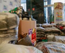 Ponto de arrecadação de cobertores e roupas. Foto: Valdelino Pontes