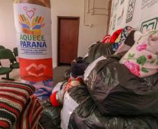 Ponto de arrecadação de cobertores e roupas. Foto: Valdelino Pontes