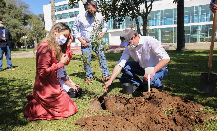 O Governador Carlos Massa Ratinho Junior participa nesta sexta-feira (28), da campanha Floresce Paraná, em comemoração ao Dia Nacional do Voluntariado. A ação é liderada pela primeira-dama do Estado e presidente do Conselho de Ação Solidária, Luciana Saito Massa. Acompanhados do secretário do Desenvolvimento Sustentável e do Turismo, Marcio Nunes. Curitiba, 28/08/2020. Foto: Geraldo Bubniak/AEN