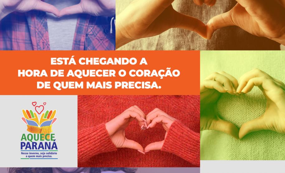 Logomarca Aquece Paraná com a frase está chegando a hora de aquecer o coração de quem mais precisa