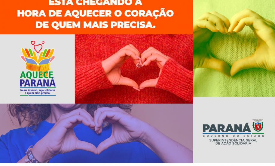 Logomarca Aquece Paraná com a frase está chegando a hora de aquecer o coração de quem mais precisa