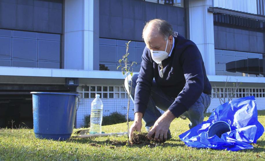O Governador Carlos Massa Ratinho Junior participa nesta sexta-feira (28), da campanha Floresce Paraná, em comemoração ao Dia Nacional do Voluntariado. A ação é liderada pela primeira-dama do Estado e presidente do Conselho de Ação Solidária, Luciana Saito Massa. Acompanhados do secretário do Desenvolvimento Sustentável e do Turismo, Marcio Nunes. Curitiba, 28/08/2020. Foto: Geraldo Bubniak/AEN