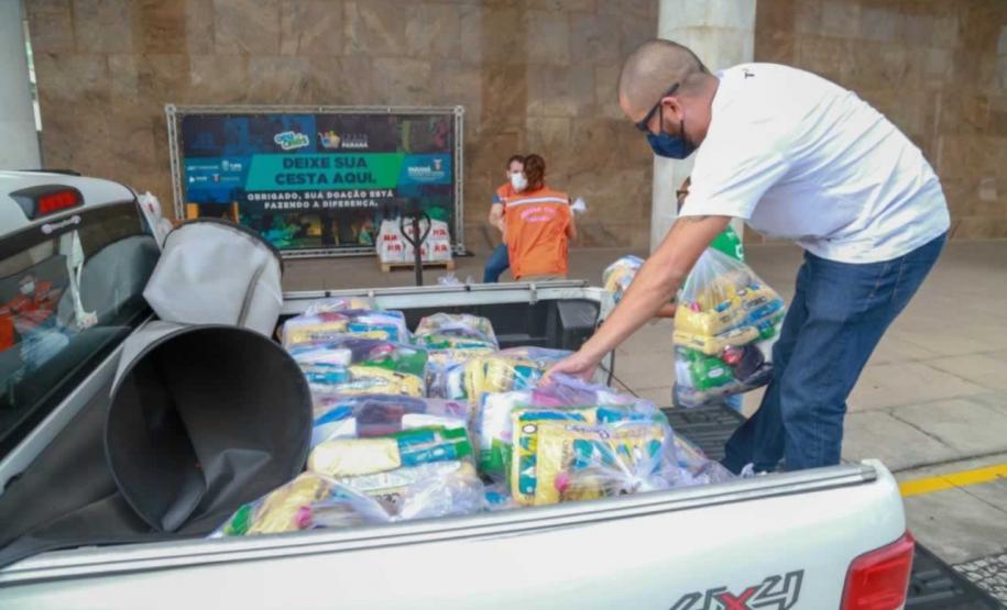 A edição 2021 da campanha Cesta Solidária Paraná, encerrada na terça-feira (06), conseguiu arrecadar mais de 200 toneladas de alimentos. Foto Gilson abreu/AEN