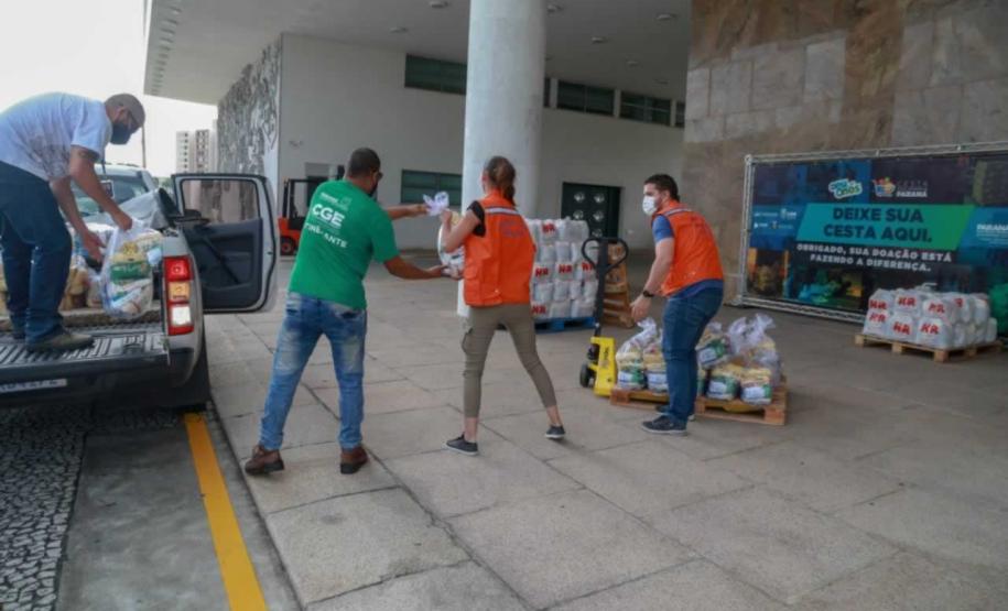 A edição 2021 da campanha Cesta Solidária Paraná, encerrada na terça-feira (06), conseguiu arrecadar mais de 200 toneladas de alimentos. Foto Gilson abreu/AEN