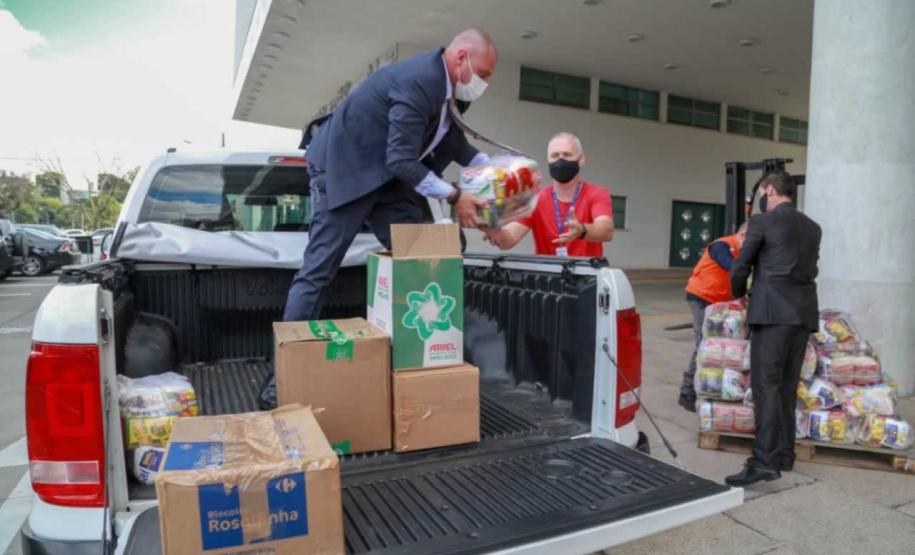 A edição 2021 da campanha Cesta Solidária Paraná, encerrada na terça-feira (06), conseguiu arrecadar mais de 200 toneladas de alimentos. Foto Gilson abreu/AEN