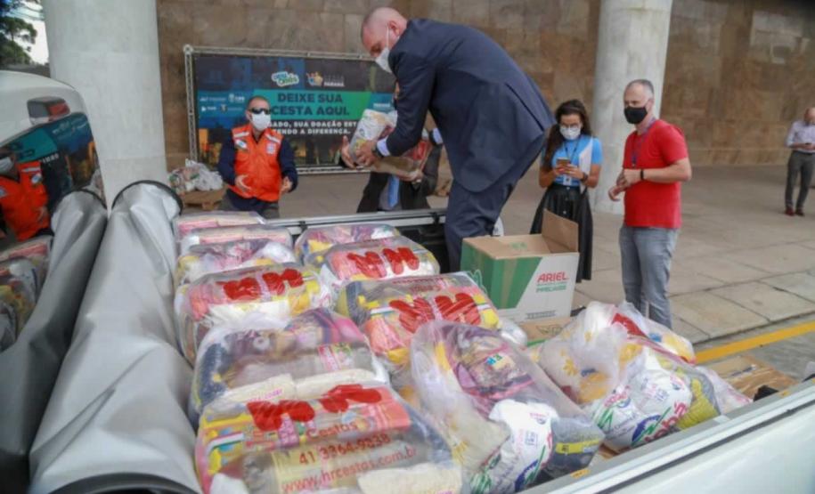 A edição 2021 da campanha Cesta Solidária Paraná, encerrada na terça-feira (06), conseguiu arrecadar mais de 200 toneladas de alimentos. Foto Gilson abreu/AEN