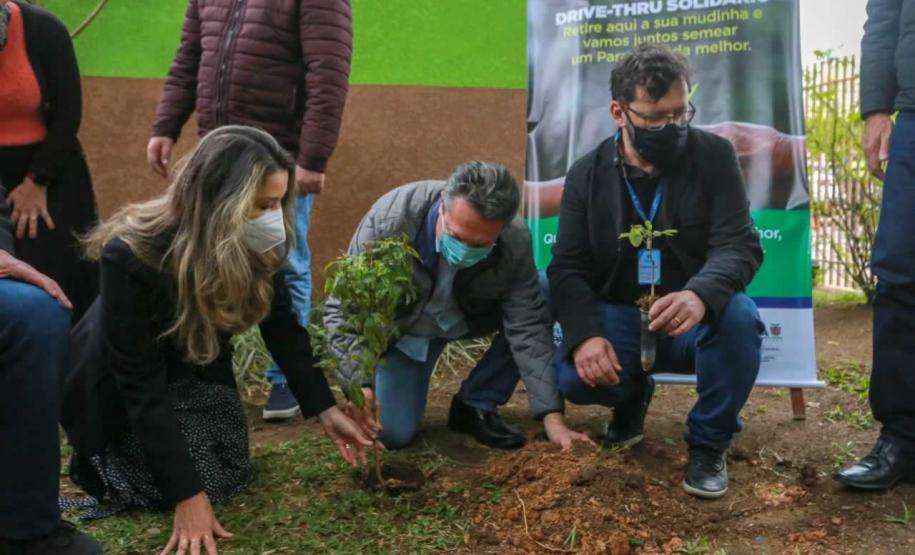 O Governador Carlos Massa Ratinho Junior participa nesta sexta-feira (28), da campanha Floresce Paraná, em comemoração ao Dia Nacional do Voluntariado. A ação é liderada pela primeira-dama do Estado e presidente do Conselho de Ação Solidária, Luciana Saito Massa. Acompanhados do secretário do Desenvolvimento Sustentável e do Turismo, Marcio Nunes. Curitiba, 28/08/2020. Foto: Geraldo Bubniak/AEN