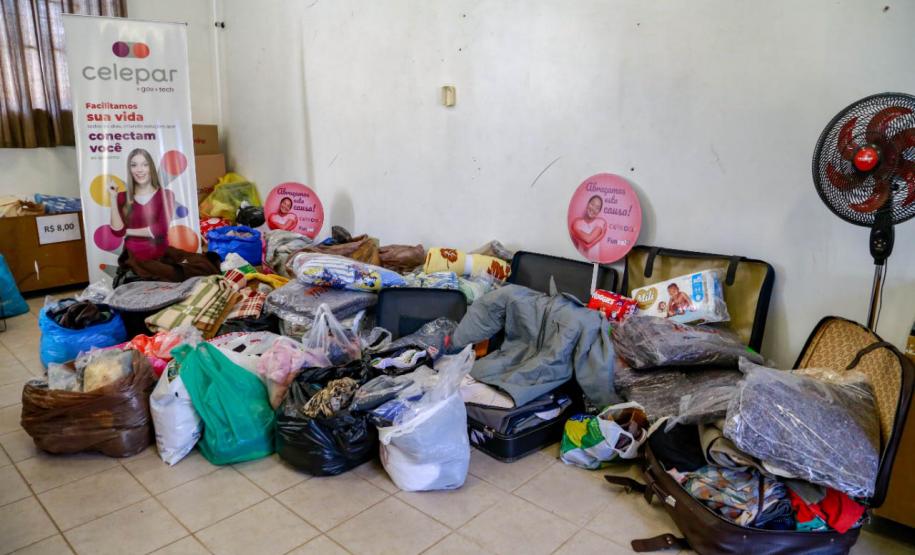 Ponto de arrecadação de cobertores e roupas. Foto: Valdelino Pontes